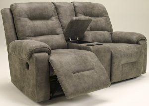 Signature Design by Ashley Rotation Smoke Double Reclining Loveseat