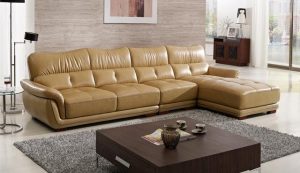 Free Shipping Modern Design Sofa , Yellow Top grain Cattle Leather