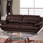 Sleek Durable Leather Sofa with Square Stitching Pattern Shop modern