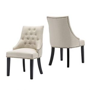 Amazon.com - LSSBOUGHT Set of 2 Fabric Dining Chairs Leisure Padded