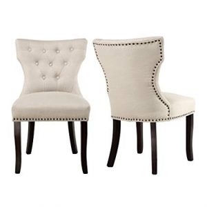 Amazon.com - LSSBOUGHT Set of 2 Fabric Dining Chairs Leisure Padded