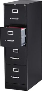 Staples 4-Drawer Letter Size Vertical File Cabinet, Black (26.5-Inch