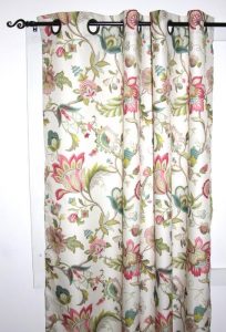 Brissac Jacobean Floral Print Lined Grommet Top Panel Window Curtain