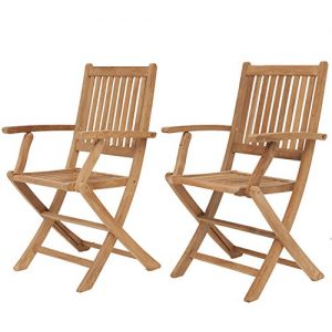 Amazon.com : Amazonia Teak London 2-Piece Teak Folding Armchair