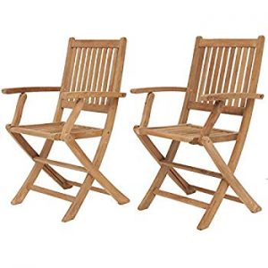 Amazon.com : Amazonia Teak London 2-Piece Teak Folding Armchair