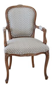 1950s Carved Wood Upholstered French Armchair | Chairish