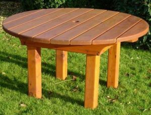 Heavy Round Wooden Garden Table - Tony Ward Furniture