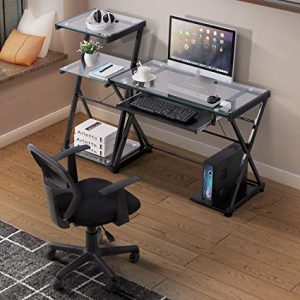 Amazon.com: Mecor Glass Computer Desk Laptop Table Metal X-Frame