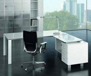 Glass Executive Office Desk Pure white glass | Office space