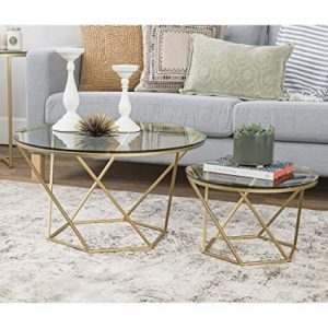 Amazon.com: WE Furniture Geometric Glass Nesting Coffee Tables