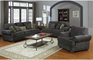 Coaster Traditional Grey Chenille Sofa Couch Loveseat Accent Arm Chair