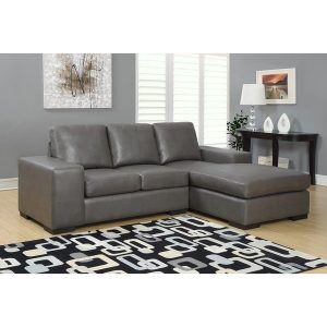 Shop Charcoal Grey Bonded Leather Sectional Sofa Lounger - Free