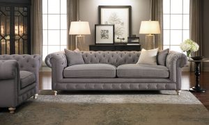 Francis Drake Chesterfield Grey Sofa | Haynes Furniture