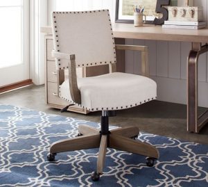 Manchester Upholstered Swivel Desk Chair | Pottery Barn