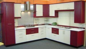 Maroon and White Kitchen Cabinets Design Ideas | Kitchen Design