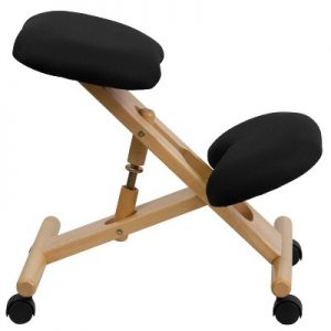 Mobile Wooden Ergonomic Kneeling Chair In Black Fabric - Belnick