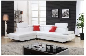 White Sectional sofa with chaise | Leather sectional | L shaped