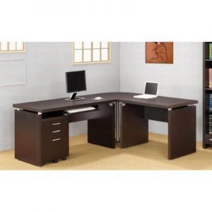 Amazon.com: L-Shaped Computer Desk in Cappuccino Finish: Kitchen