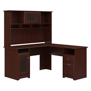 Amazon.com: Bush Furniture Cabot L Shaped Desk with Hutch in Harvest