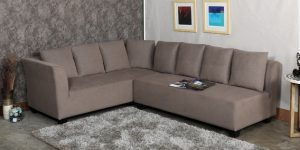 Buy Naples L Shaped Sofa Set with Cushions in Brown Colour by