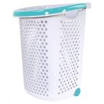 Home Logic Rolling Laundry Hamper With Handles White/Teal - Room