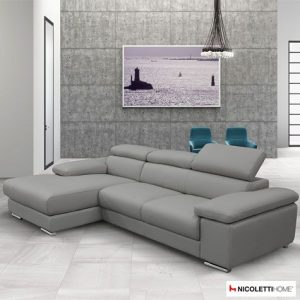 Nicoletti Lipari Grey Leather Sofa Chaise, Left-facing | Costco UK