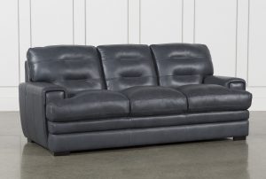 Gina Blue Leather Sofa | Living Spaces