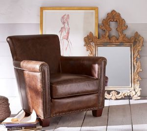 Irving Leather Armchairs & Ottomans | Pottery Barn