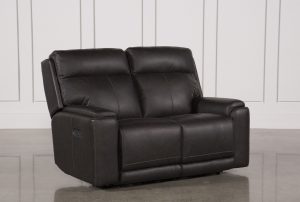 Sinjin Leather Power Reclining Loveseat W/Power Headrest | Living Spaces