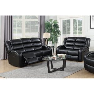 Shop Black 2Pc Leather Reclining Sofa & Loveseat Set - On Sale