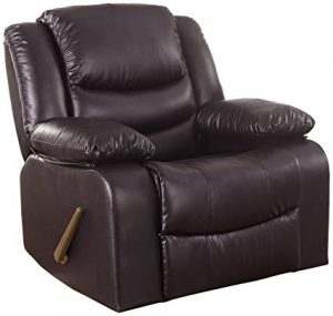 Amazon.com: Bonded Leather Rocker Recliner Living Room Chair (Brown