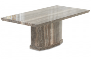 Calvera 200cm Brown Pedestal Marble Dining Table | Thomas Brown