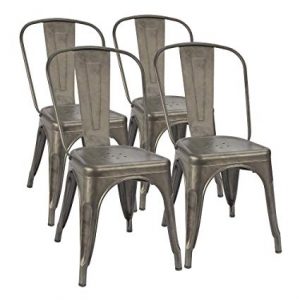 Amazon.com - Furmax Metal Dining Chair Indoor-Outdoor Use Stackable