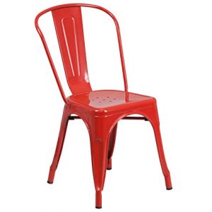 Amazon.com: Flash Furniture Metal Chair, Red: Kitchen & Dining