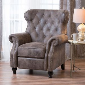 Warm Stone Tufted Microfiber Recliner | Pier 1