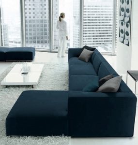 Modern comfortable corner sofa set design blue velvet sofa furniture