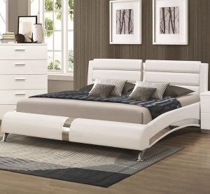 Coaster 300345KW White California King Size Bed With Metallic