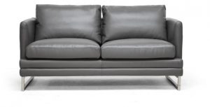 Dakota Pewter Gray Leather Modern Loveseat - Contemporary