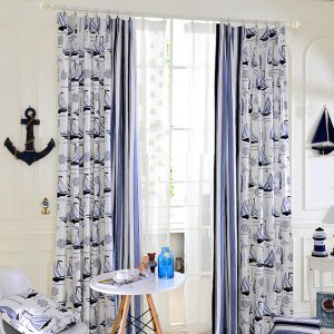 Refreshing Baby Blue/White Sailboat Nautical Curtains