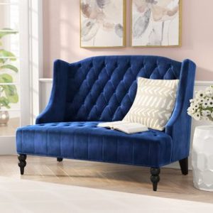 Navy Blue Velvet Loveseat | Wayfair