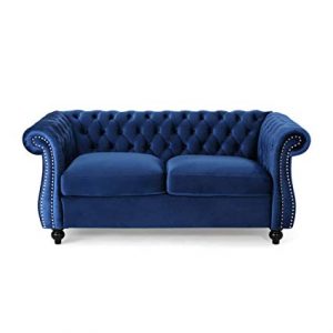 Amazon.com: Karen Traditional Chesterfield Loveseat Sofa, Navy Blue