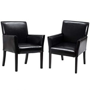 Amazon.com : Giantex Leather Reception Guest Chairs Set Office