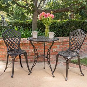 Amazon.com: Lyon Black with Bronze Metal Outdoor Bistro Set: Garden