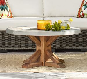 Abbott Round Coffee Table, Brown | Pottery Barn