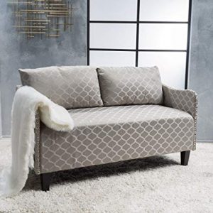 Amazon.com: Aurelia Grey Pattern Fabric Loveseat: Kitchen & Dining