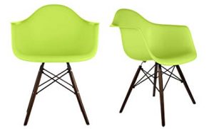 Amazon.com - DAW Green Plastic Armchair with Dark Oak Wood Eiffel