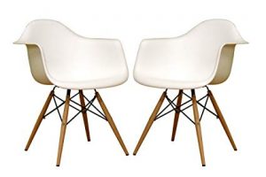 Amazon.com: Baxton Studio Fiorenza White Plastic Armchair with Wood