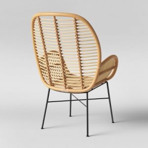 Lily Rattan Arm Chair With Metal Legs - Assembly Required