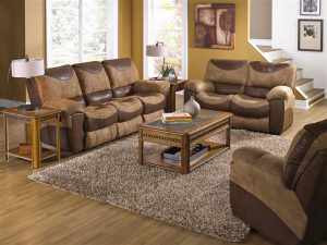 Portman 2 Piece Reclining Sofa, Reclining Loveseat Set in Two Tone