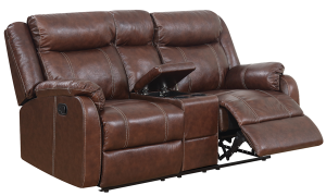 Gin Rummy Pub-Back Reclining Leather Loveseat|The Dump Luxe